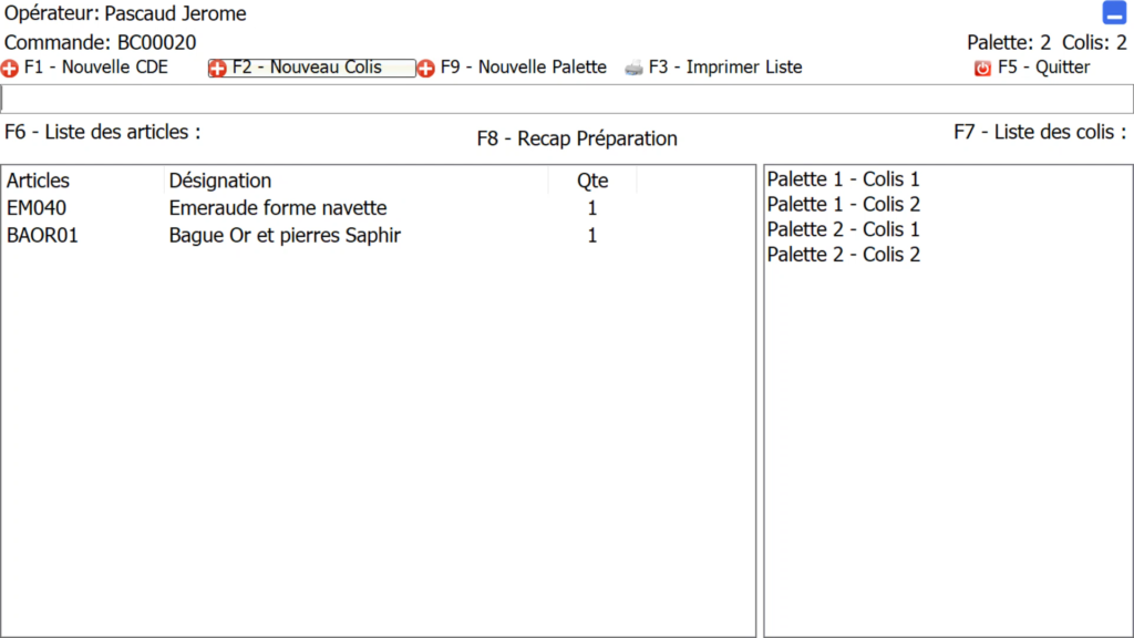 Visuel du logiciel de Colisage