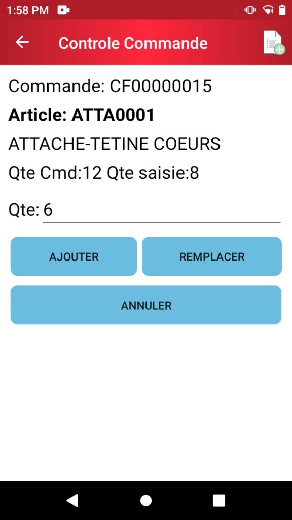 Saisie d'article et quantité